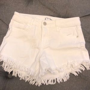 Girls white denim shorts